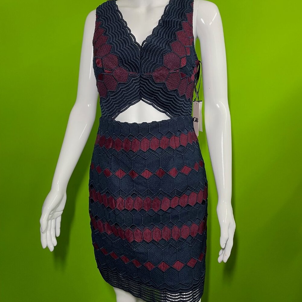 NWT Gianni Bini GB Women Navy/Red Mini Zipper Dress Size Medium